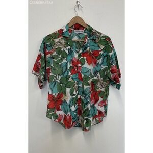 Caribou Vintage Tiger/Floral Hawaiian Shirt - Size‎ S/M
